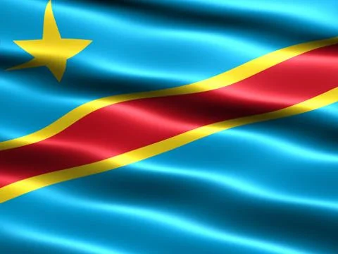 Flag of the democratic republic of the congo Stock Illustration