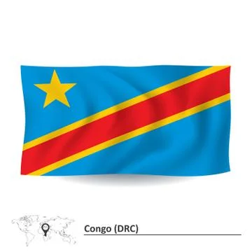 Flag of Democratic Republic of the Congo Stock Illustration