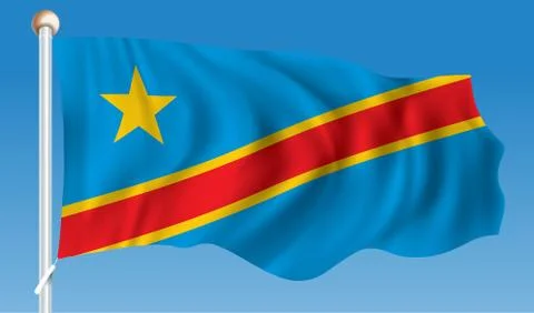 Flag of Democratic Republic of the Congo Stock Illustration