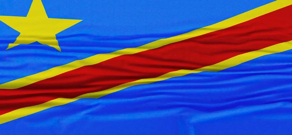 Flag of Democratic Republic of Congo Stock Illustration
