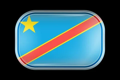 Flag of Democratic Republic of the Congo. Matted Vector Icon. Vector Rectangu Stock Illustration