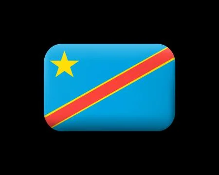 Flag of Democratic Republic of the Congo. Matted Vector Icon and Button. Rect 库存插图