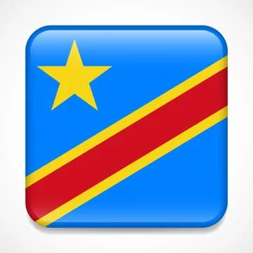 Flag of Democratic Republic of the Congo. Square glossy badge Illustrazione stock