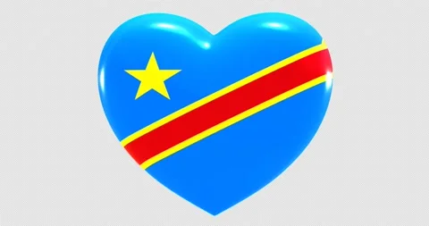 Flag of the Democratic Republic of the Congo on turning Heart 3D Loop Video stock 168486024