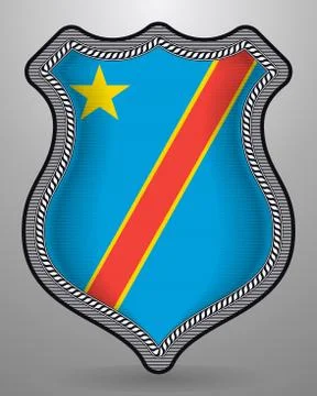 Flag of Democratic Republic of the Congo. Vector Badge and Icon. Vertical Ori Stock Illustration