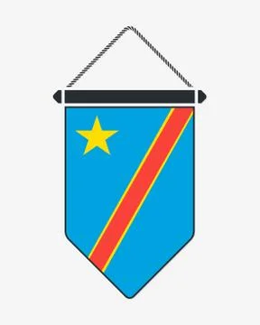 Flag of Democratic Republic of the Congo. Vector Sign and Icon. Vertical Penn Stock Illustration