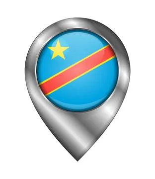 Flag of Democratic Republic of the Congo. Vector Sign and Icon. Location Symb Stock Illustration