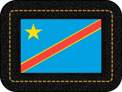 Flag of Democratic Republic of the Congo. Vector Icon on Black Leather Backdr Stock Illustration