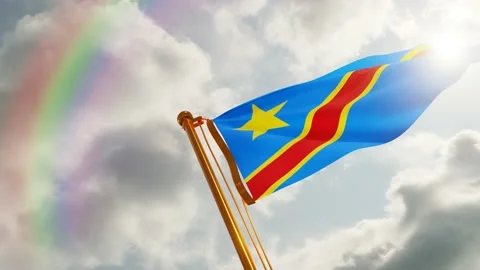 Flag of Democratic Republic of the Congo Waving, Realistic Animation, 4K 60 FPS Stock Footage 132442751