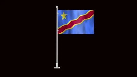 Flag of Democratic Republic of the Congo waving Stock Footage 318780856