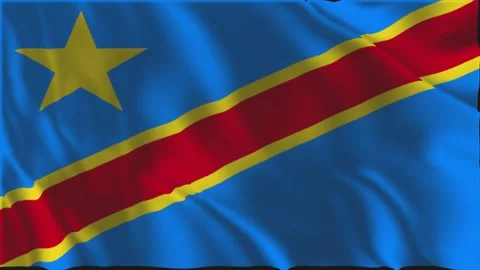 Flag of the Democratic Republic of Congo waving slowly Stock Footage 334636989