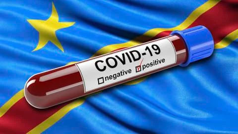 Flag of the Democratic Republic of Congo waving in the wind with a positive Illustrazione stock