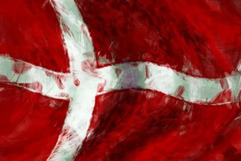 Flag of Denmark abstract painting background Stock Illustration