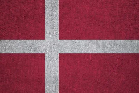 Flag of Denmark on an ancient concrete surface. Concept of Danish heritage .. Stock Illustration