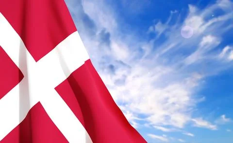 Flag of Denmark on background of sky Stock Illustration
