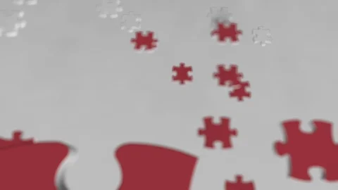 Flag of Denmark being made with jigsaw puzzle pieces. Danish problem solution Stock Footage 104184239