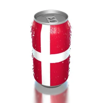 Flag of Denmark on beverage can with droplets Stock Illustration