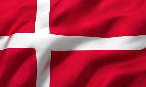 Flag of Denmark blowing in the wind Stock Illustration