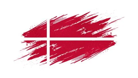 Flag of Denmark with Brush Style and Halftone Effect Stock Illustration