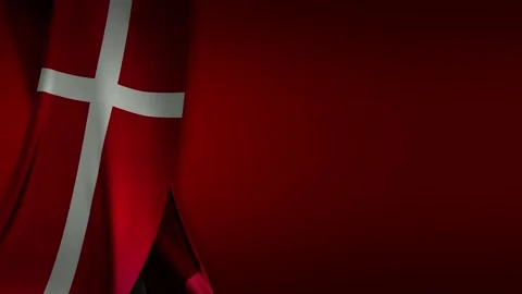 Flag of Denmark curtain banner subtle wave seamless loop high res 4K red back Stock Footage 321836032