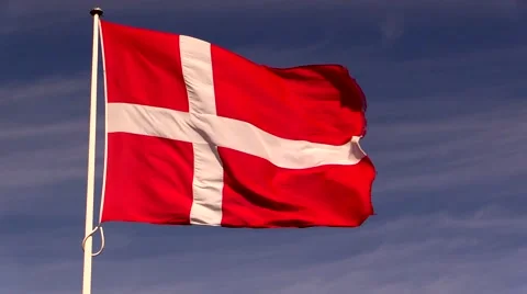 The flag of Denmark, the Dannebrog, flutters in a refreshing breeze Stock-Footage 60426627