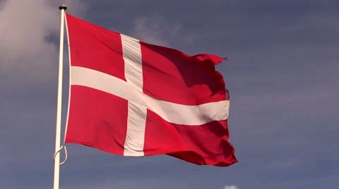 The flag of Denmark, the Dannebrog 스톡 동영상 48844297