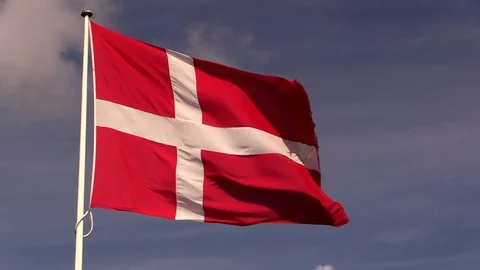 The flag of Denmark, the Dannebrog, in refreshing breeze, slightly slower motion 스톡 동영상 92757115