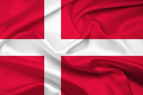 Flag Of Denmark, Denmark flag, National flag of Denmark. fabric and texture.. Stock Illustration