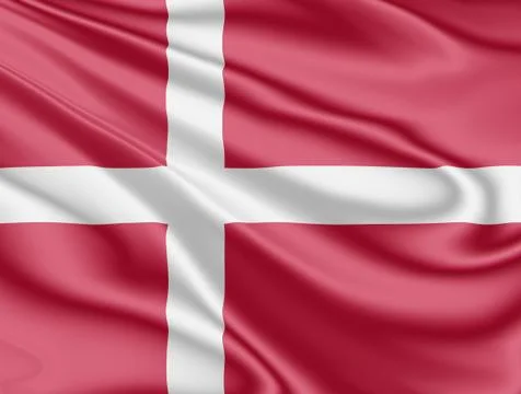 Flag of Denmark fluttering in the wind in 3D illustration Stock Illustration
