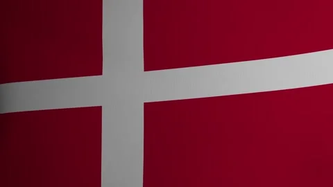 The flag of Denmark flutters in the wind. Fabric texture. Cg Stock Footage 241325462