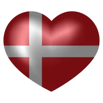 Flag of Denmark in heart shape. vector illustration. Stock Illustration