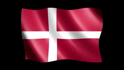 Flag of Denmark isolated on alpha channel, seamless looping Stock Footage 73368199