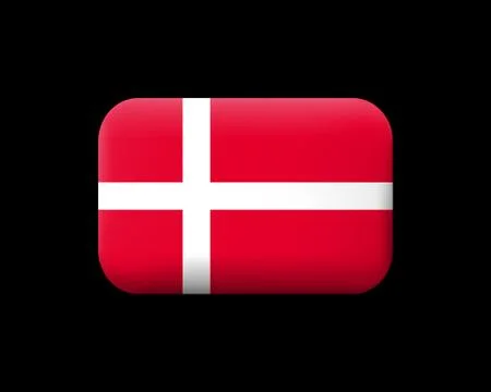Flag of Denmark. Matted Vector Icon and Button. Rectangular Shape Stock Illustration