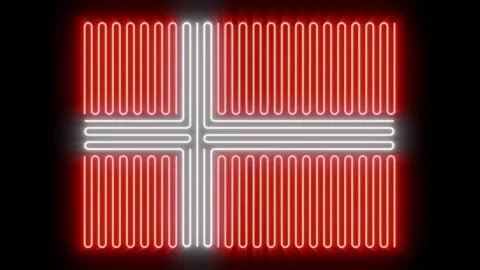 Flag of Denmark neon sign loop animation on uniform background for easy blending Stock Footage 332893757