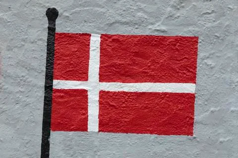 Flag of Denmark, painted on a wall Stock Photos