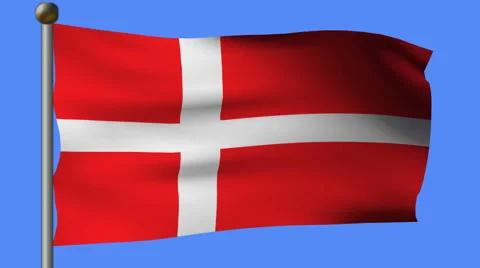 Flag of Denmark on the pole Stock Footage 920006