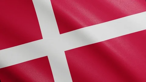 Flag of Denmark with Realistic Fabric Texture Waving in the Wind. Video stock 129166199