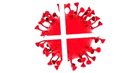 Flag of Denmark on Seamless looping 3D animation of the covid-19 Corona Virus Stock Footage 166461786