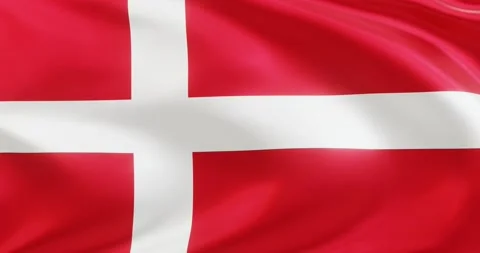 Flag of Denmark, Seamless looping animation fluttering in the wind Stock Footage 172500115