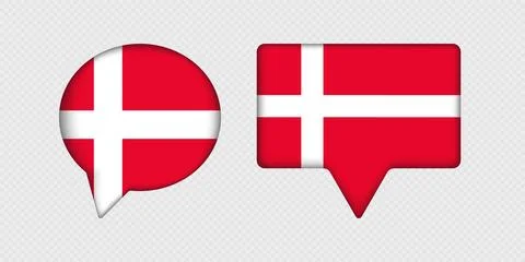 Flag of Denmark in speech bubble. Stock Illustration