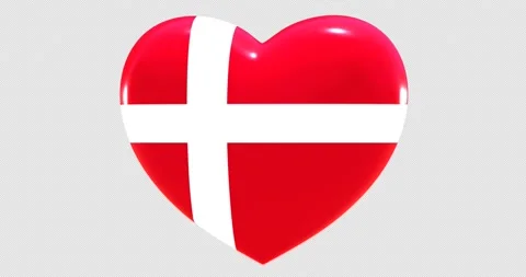 Flag of Denmark on turning Heart 3D Loop Animation with Alpha Channel 4K UHD Stock Footage 168454000