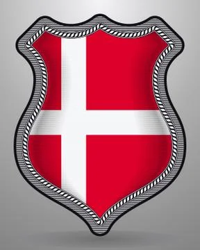 Flag of Denmark. Vector Badge and Icon Stock Illustration