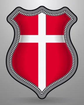 Flag of Denmark. Vector Badge and Icon Illustrazione stock