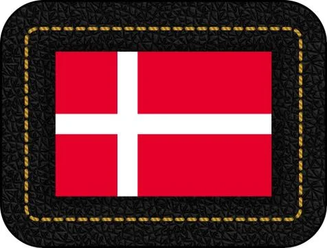 Flag of Denmark. Vector Icon on Black Leather Backdrop Stock Illustration