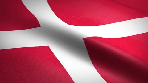 Flag of Denmark. Waving flag with highly detailed fabric texture seamless Stock-Footage 120289895