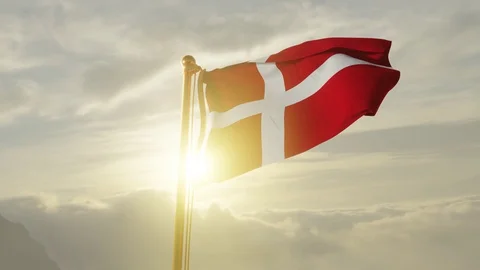 Flag of Denmark Waving, Realistic Animation, 4K UHD 60 FPS Slow-Motion Vidéo 127868391