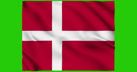 Flag of Denmark waving on a samless loop over an easily removable background 스톡 동영상 98371307
