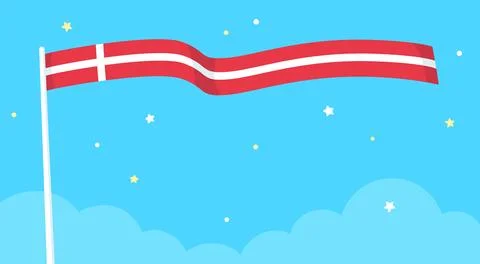 Flag of Denmark waving in the sky Stock Illustration