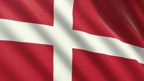 Flag of Denmark waving in the wind 3d-rendering イラスト素材