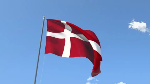 The flag of Denmark Waving on the Wind. Stock-Footage 40708307